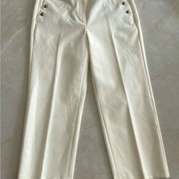 Talbots Pants - Talbot Pants Size 8 Cream Color Sailor Button Pants Wide Leg Ankle Length